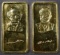 2-HAMILTON MINT GOLD PLATED 1oz SILVER BARS