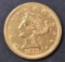 1870-S GOLD $2.5  BU  OLD CLEANING