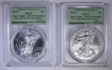 (2) 2016 30th ANN. FIRST DAY ASE PCGS MS-70