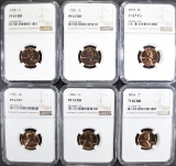 6 LINCOLN CENTS NGC PF-67 RD