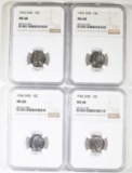 2 - 1965 SMS,  2 - 1966 SMS DIMES NGC