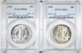 1941 & 42 WALKING LIBERTY HALVES PCGS MS-64