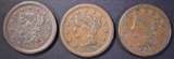 1852, 54 & 55 XF LARGE CENTS