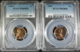 2 LINCOLN CENTS  1938 PCGS PR-65 RB &