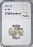 1892 LIBERTY HEAD NICKEL  NGC MS-63