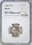 1928-D BUFFALO NICKEL  NGC MS-64