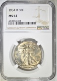 1934-D WALKING LIBERTY HALF DOLLAR  NGC MS-64