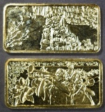 2-HAMILTON MINT GOLD PLATED 1oz SILVER BARS