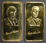 2-HAMILTON MINT GOLD PLATED 1oz SILVER BARS