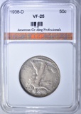 1938-D WALKING LIBERTY HALF DOLLAR, ACG VF