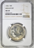 1936 BRIDGEPORT COMMEM HALF DOLLAR NGC MS-64