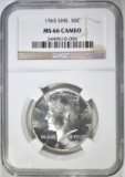 1965 SMS KENNEDY HALF DOLLAR  NGC MS-66 CAMEO