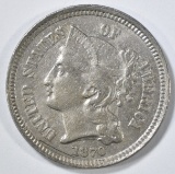 1870 3 CENT NICKEL BU