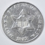 1853 3 CENT SILVER AU/BU