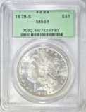 1879-S MORGAN DOLLAR PCGS MS-64 OGH