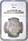 1904-O MORGAN DOLLAR, NGC MS-63 COLOR