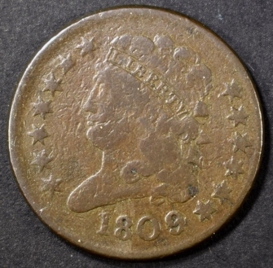 1809 HALF CENT, FINE