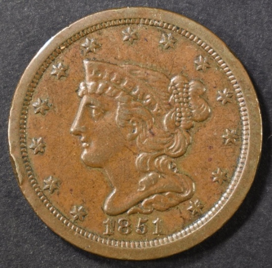 1851 HALF CENT, AU/BU