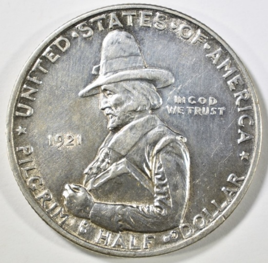 1921 PILGRIM COMMEM HALF DOLLAR AU/BU