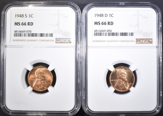 1948-D&S LINCOLN CENTS, NGC MS-66 RED