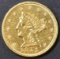 1851 $2.5 GOLD LIBERTY  BU