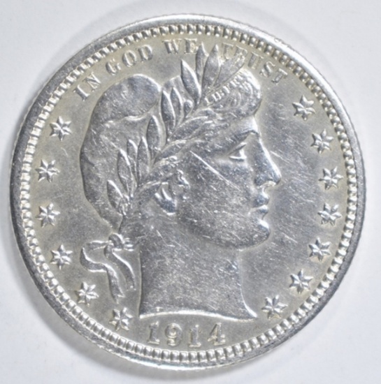 1914-S BARBER QUARTER  BU