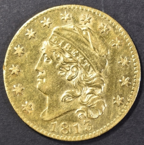 1813 CAPPED BUST $5.00 GOLD  AU/BU