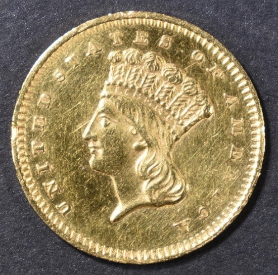 1859 $1 GOLD INDIAN PRINCESS  CH BU PL