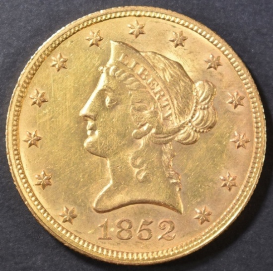 1852 $10 GOLD LIBERTY  BU OLD CLEANING