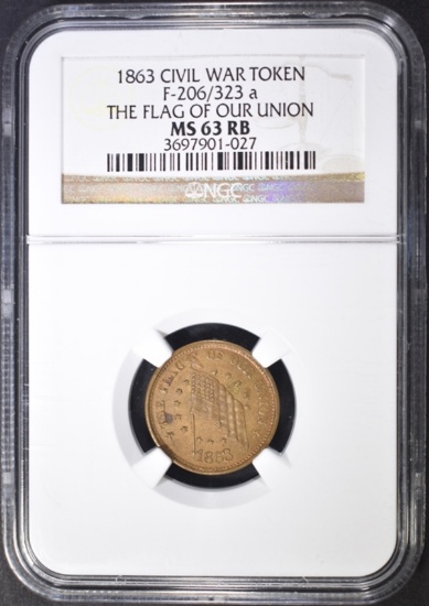 1863 CWT NGC MS-63 RB "THE FLAG OF OUR UNION"