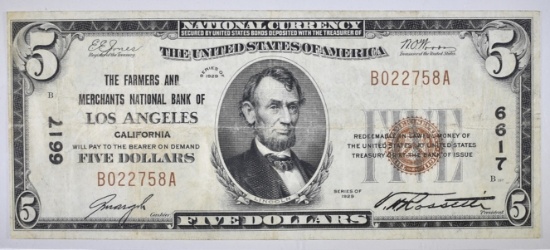 1929 $5 TYPE 1 NATIONAL CURRENCY