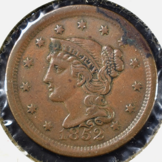 1852 LARGE CENT, XF