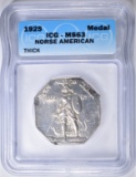 1925 NORSE AMERICAN MEDAL  ICG  MS-63