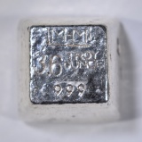 3.6 TROY OZ .999 POURED SILVER CANABIS STAMPED