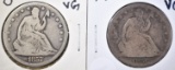 1856 & 57-O SEATED HALF DOLLARS, VG