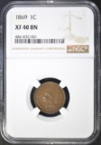 1869 INDIAN CENT NGC XF-40 BN