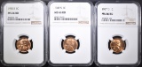 1937-D , 49-S & 55-S LINCOLN CENTS, NGC MS-66 RED