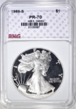 1986-S SILVER EAGLE RNG PERFECT GEM PROOF DCAM