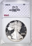 1992-S SILVER EAGLE RNG PERFECT GEM PROOF DCAM
