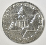 1857 3 CENT SILVER  AU/BU