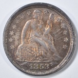 1853 ARROWS SEATED LIBERTY DIME  CH BU  COLOR