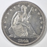 1842 SEATED LIBERTY HALF DOLLAR  AU/BU