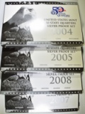 2004, 05, 07 & 08 U.S. SILVER QUARTER  PROOF SETS