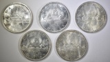 5-BU 1965 CANADIAN SILVER DOLLARS