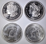 4-ONE OUNCE .999 SILVER ROUNDS