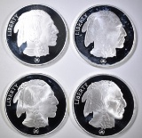 4-INDIAN/BUFFALO ONE OUNCE .999 SILVER ROUNDS