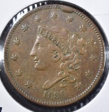 1836 LARGE CENT, VF/XF+