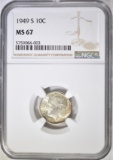 1949-S  ROOSEVELT DIME, NGC MS-67