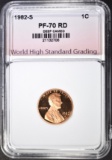 1982-S LINCOLN CENT, WHSG PERFECT GEM PF RED DCAM