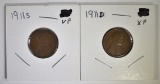 1911-D XF, & 11-S VF LINCOLN CENTS